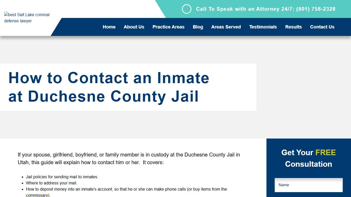 How to Contact an Inmate at Duchesne County Jail